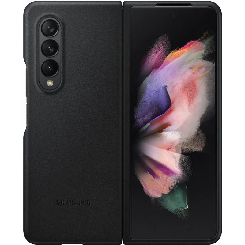 EF-VF926LBE Samsung Kožený Kryt pre Galaxy Z Fold 3 Black