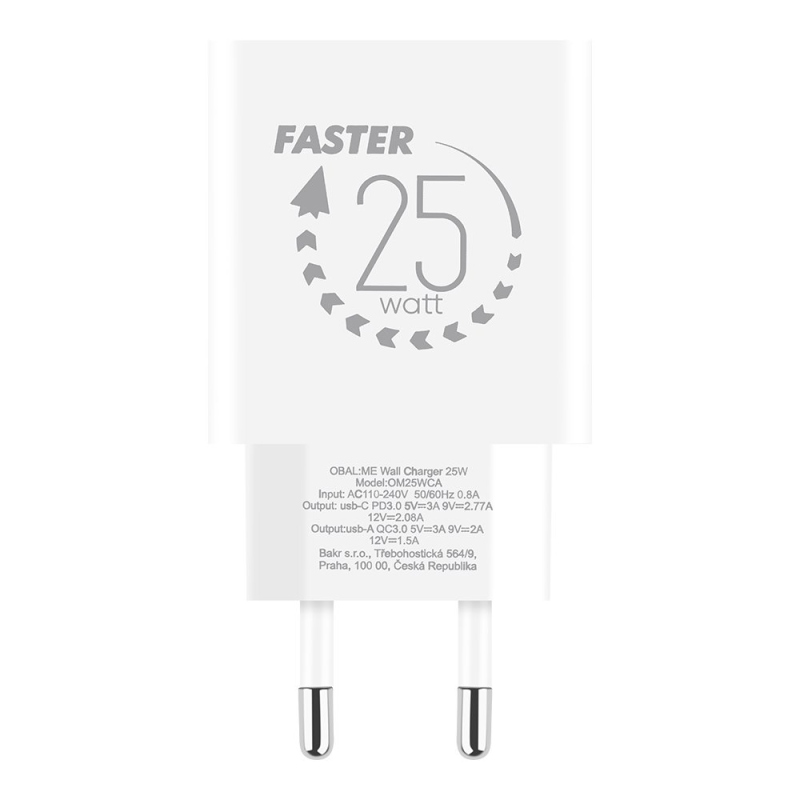 OBAL:ME Cestovná Nabíjačka USB-A + USB-C 25W White