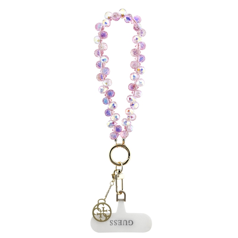 Guess Universal Hand Strap Crystals 4G Charm Pink