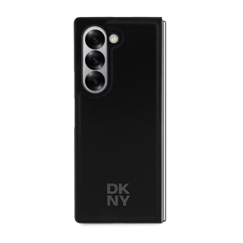 DKNY PU Leather Stack Logo MagSafe Zadný Kryt pre Samsung Galaxy Z Fold 6 Black