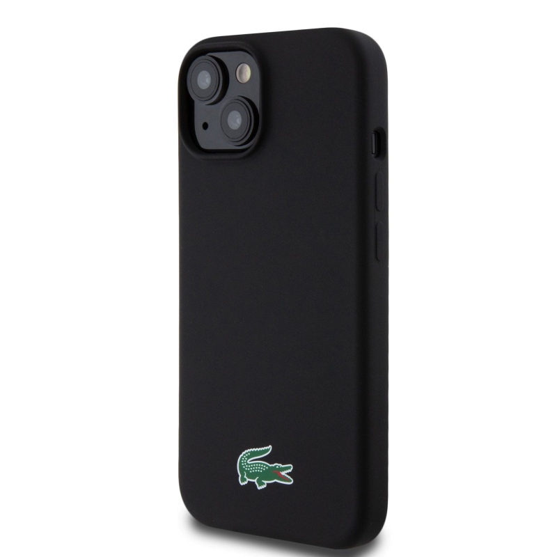 Lacoste Liquid Silicone Microfiber Croc Logo Magsafe Zadný kryt pre iPhone 15 Black