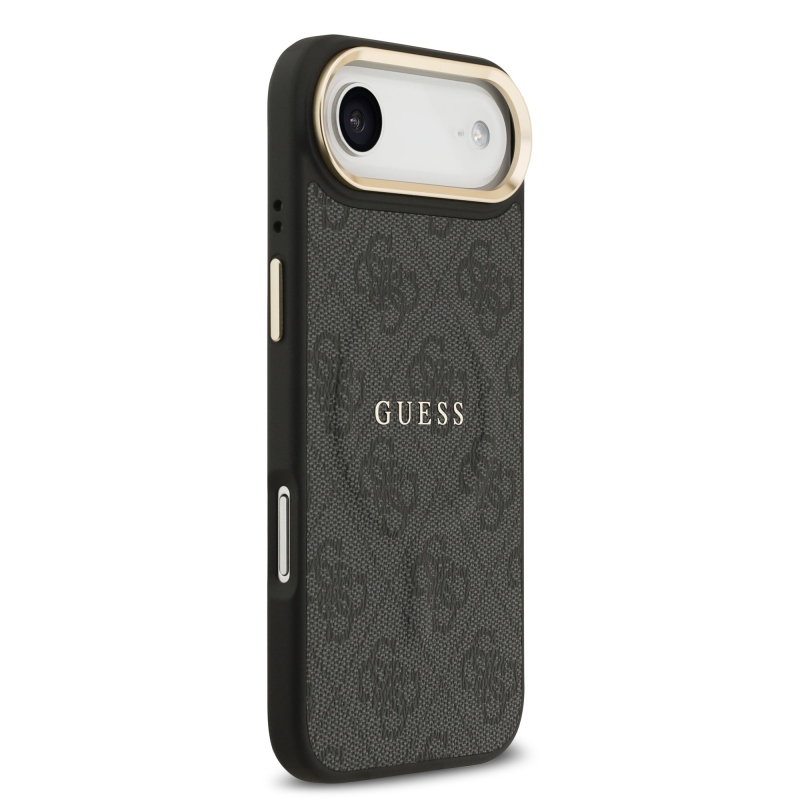Guess PU kožený zadný kryt 4G Gold Frame MagSafe pre iPhone Air Black