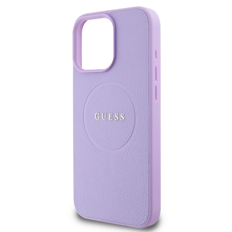 Guess PU Grained Classic Logo MagSafe Zadný Kryt pre iPhone 16 Pro Purple