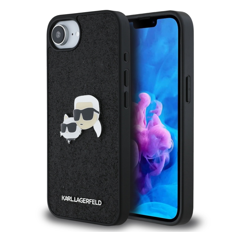 Karl Lagerfeld Fixed Glitter Metal K&CH Zadný Kryt pre iPhone 16e Black