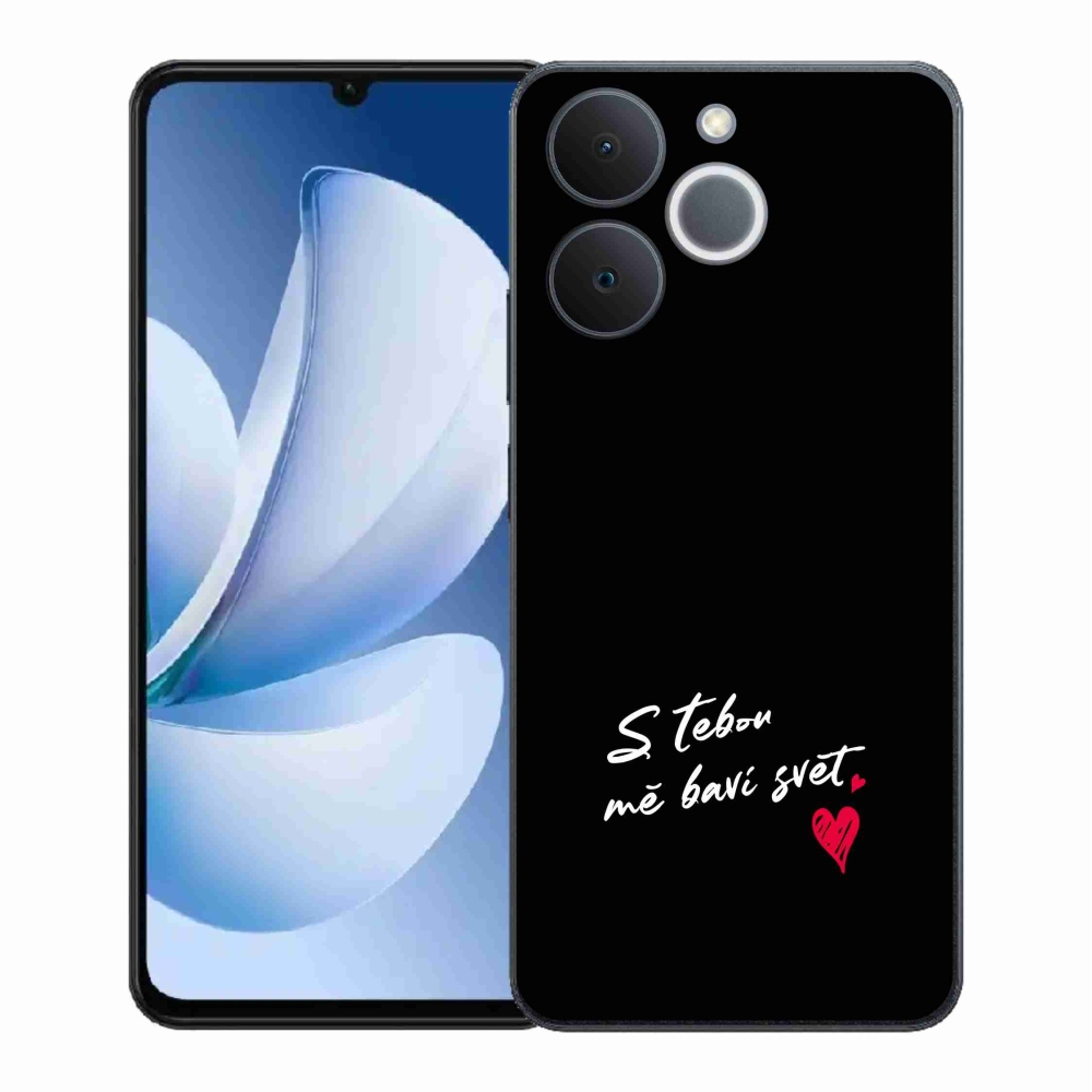 Gélový kryt mmCase na Realme Note 70T - zamilovaný text 1 čierne pozadie