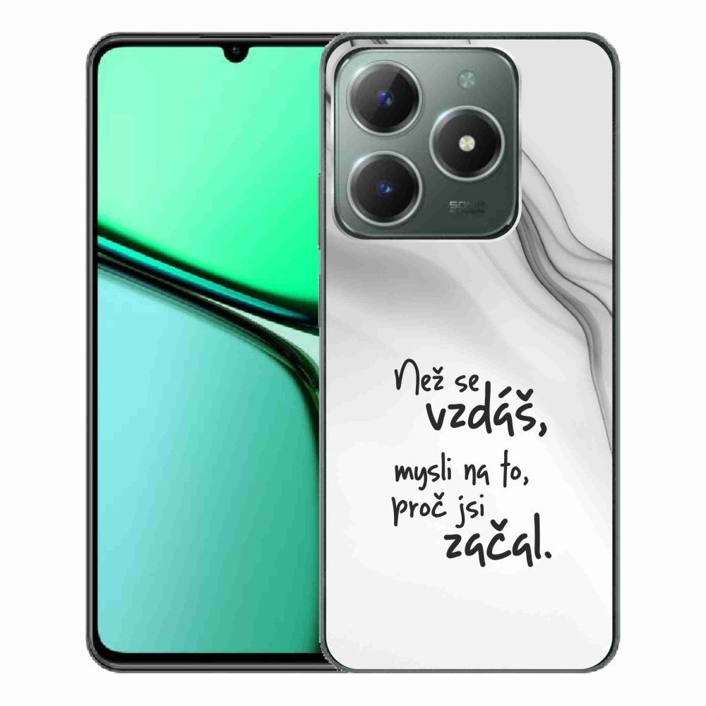 Gélový kryt mmCase na Realme C61 - citát 2 biele pozadie