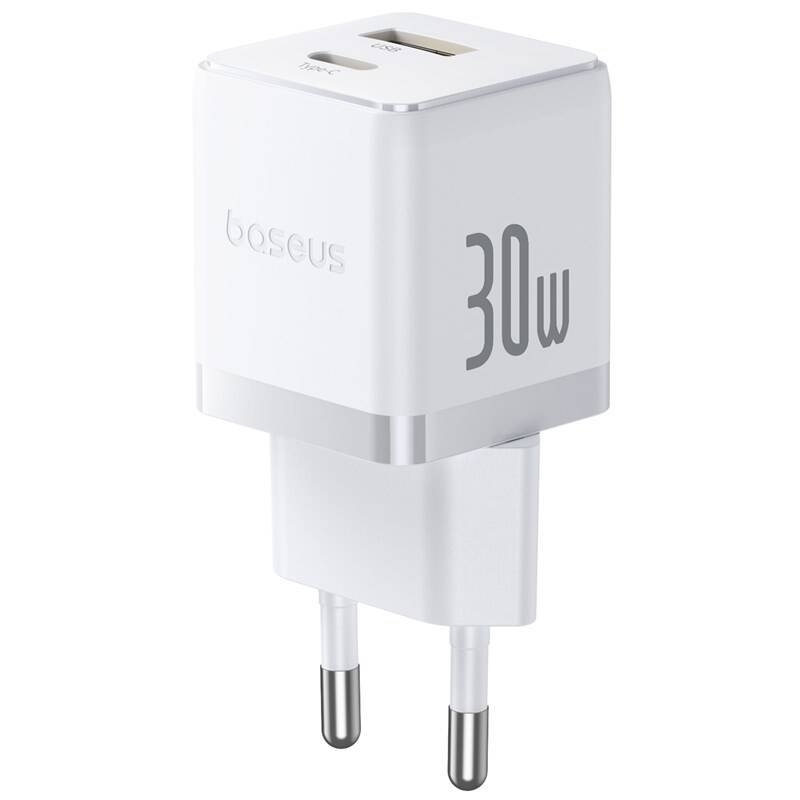Rýchla nabíjačka Baseus Palm USB-A + USB-C 30W biela