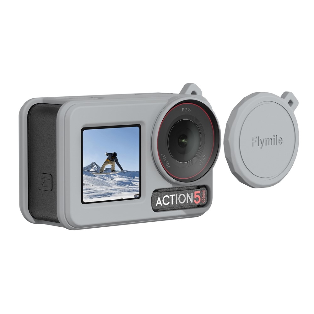 FLYMILE silikónový ochranný obal s krytkou objektívu pre DJI Osmo Action 5 Pro - sivý