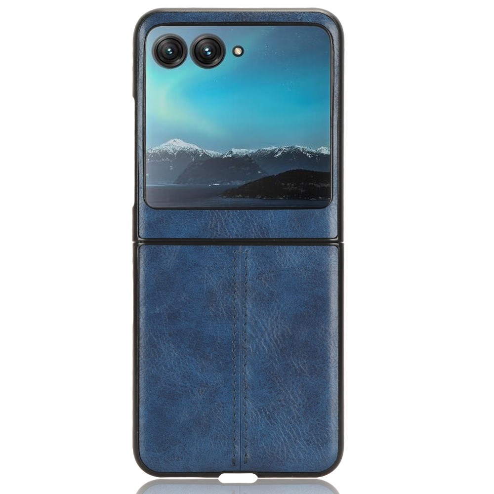 Vintages plastový kryt s umelou kožou na Motorola Razr 40 Ultra 5G - modrý