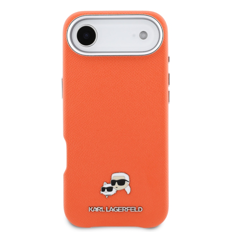 Karl Lagerfeld PU Karl and Choupette Heads Pins MagSafe zadný kryt pre iPhone Air Orange