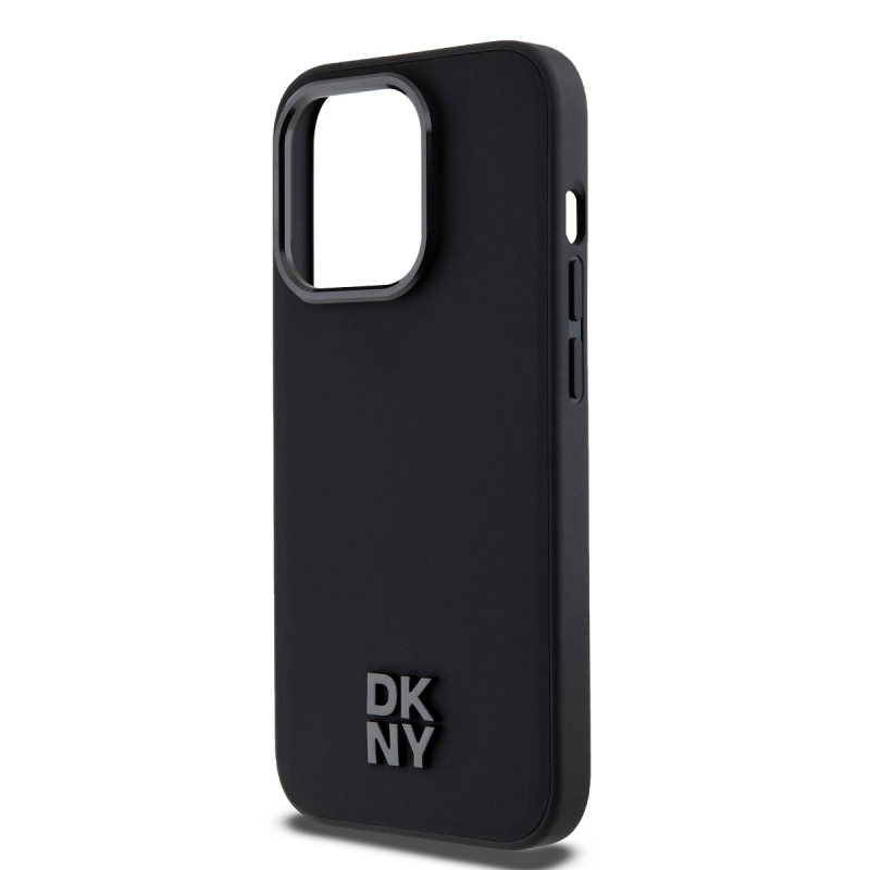 DKNY PU Leather Stack Logo Magsafe Zadný Kryt pre iPhone 15 Pro Max Black