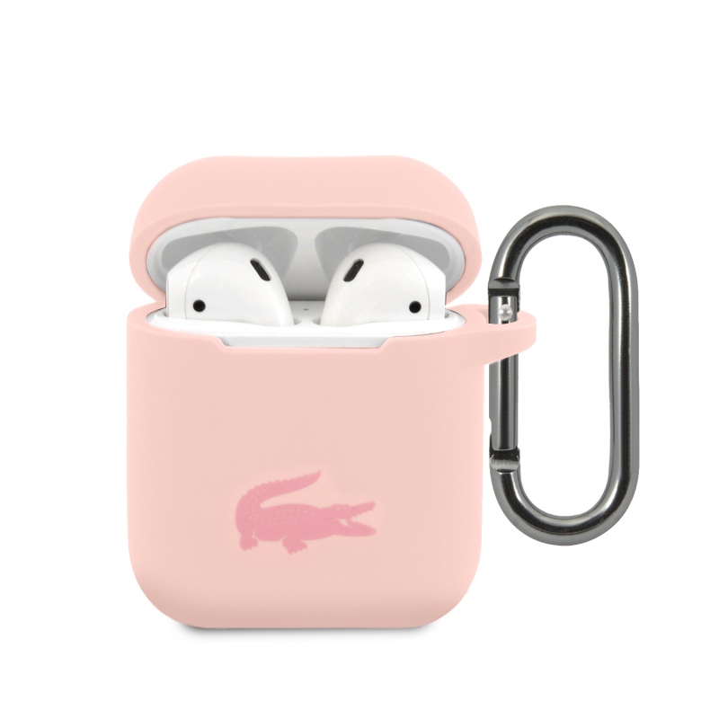 Lacoste Liquid Silicone Glossy Printing Logo Puzdro pre Airpods 1/2 Pink
