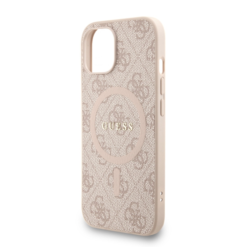 Guess PU Leather 4G Colored Ring Strap MagSafe Zadný Kryt pre iPhone 14 Pink