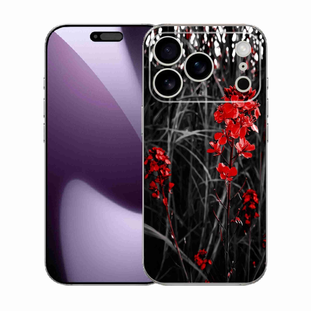 Gélový kryt mmCase na iPhone 17 Pro - červená rastlina