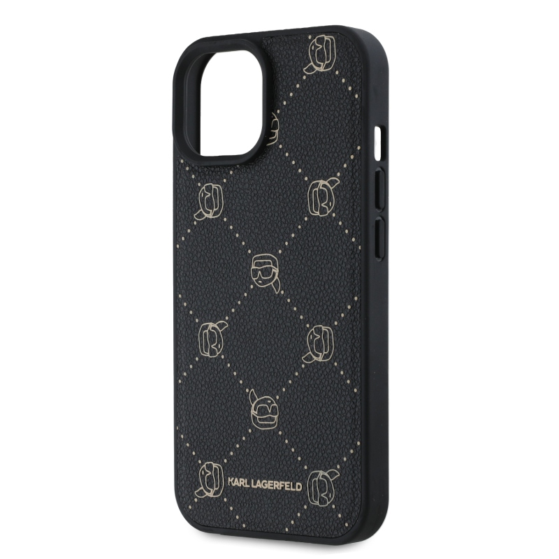 Karl Lagerfeld PU Karl Heads Pattern Magsafe Zadný Kryt pre iPhone 15 Black