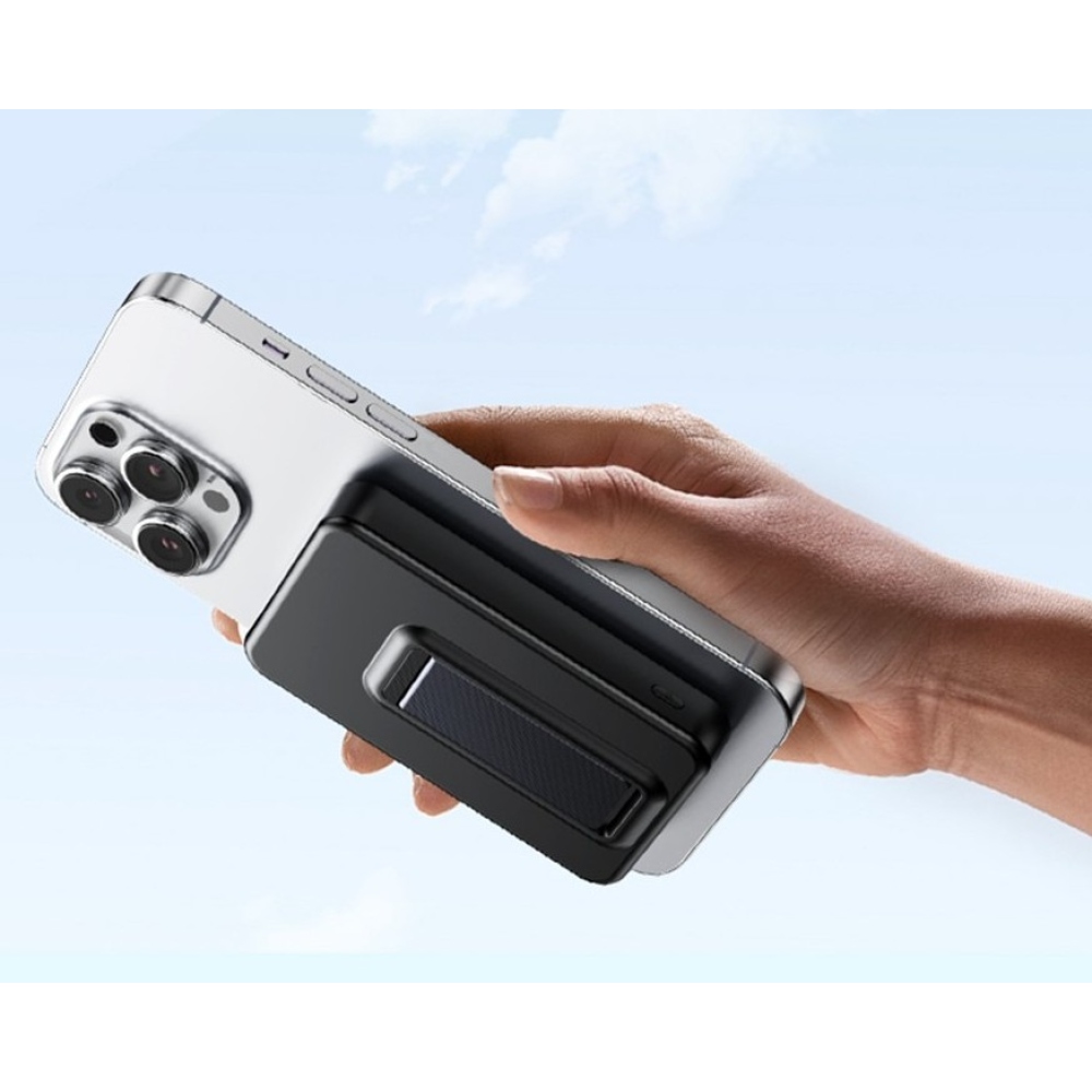 ZKD-03 magnetická powerbanka 10000 mAh 15W so stojanom - čierna