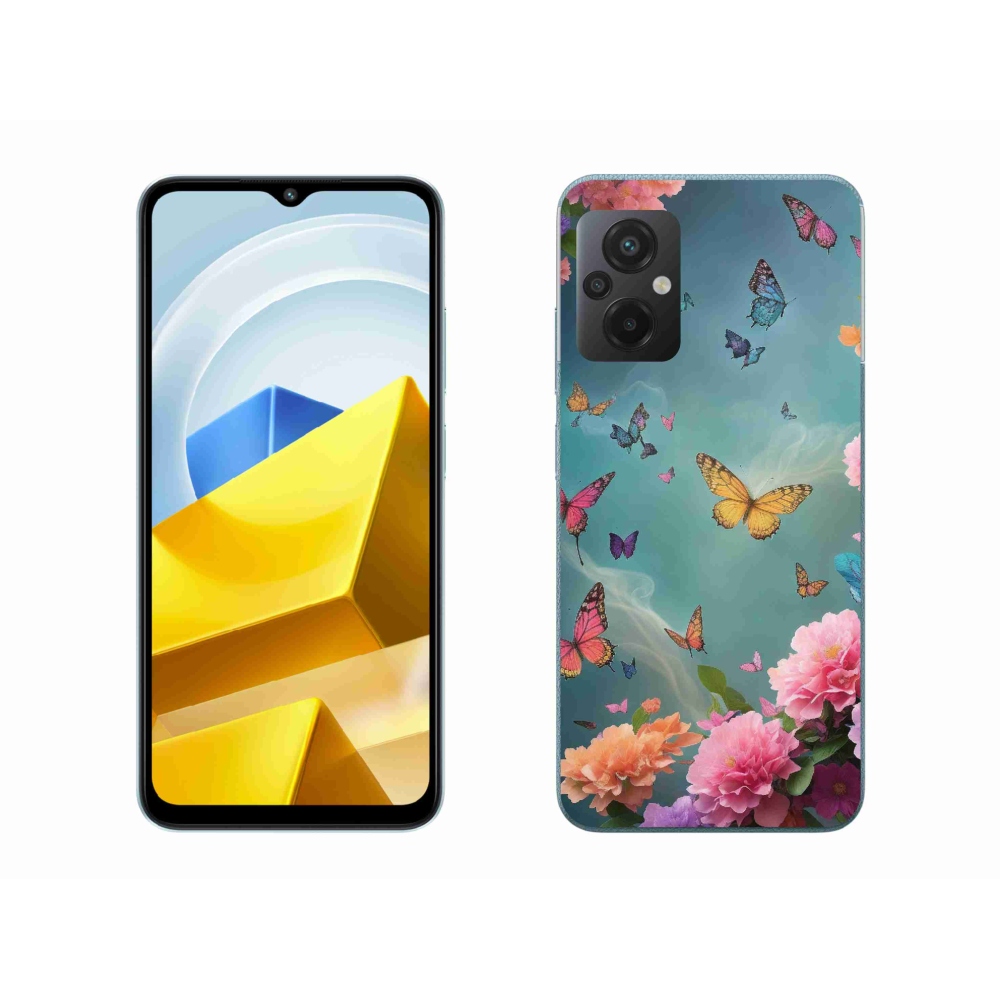 Gélový kryt mmCase na Xiaomi Poco M5 4G - farebné kvety a motýle