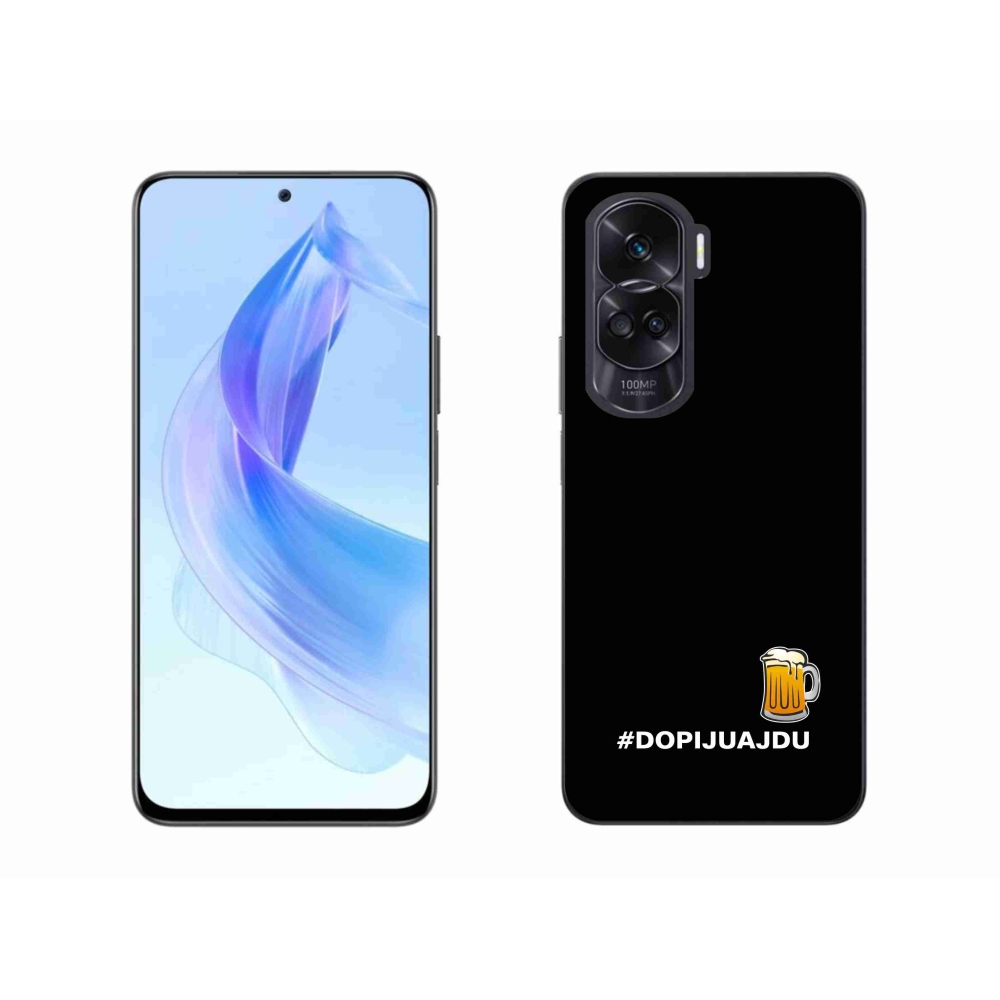 Gélový kryt mmCase na Honor 90 Lite - pivný motív 1 čierne pozadie