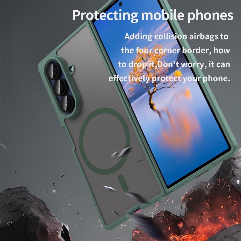 Case matný gélový obal s MagSafe na Samsung Galaxy Z Fold7 5G - zelený