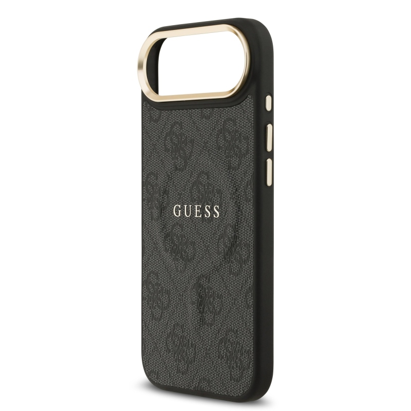 Guess PU kožený zadný kryt 4G Gold Frame MagSafe pre iPhone Air Black