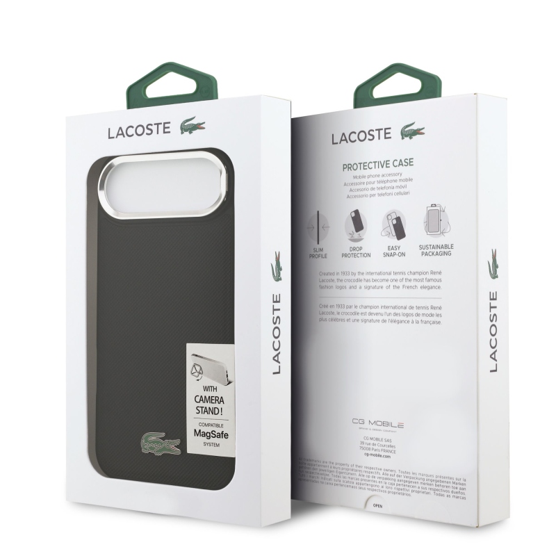 Lacoste Iconic Petit Pique Camera Stand MagSafe Zadný Kryt pre iPhone Air Black