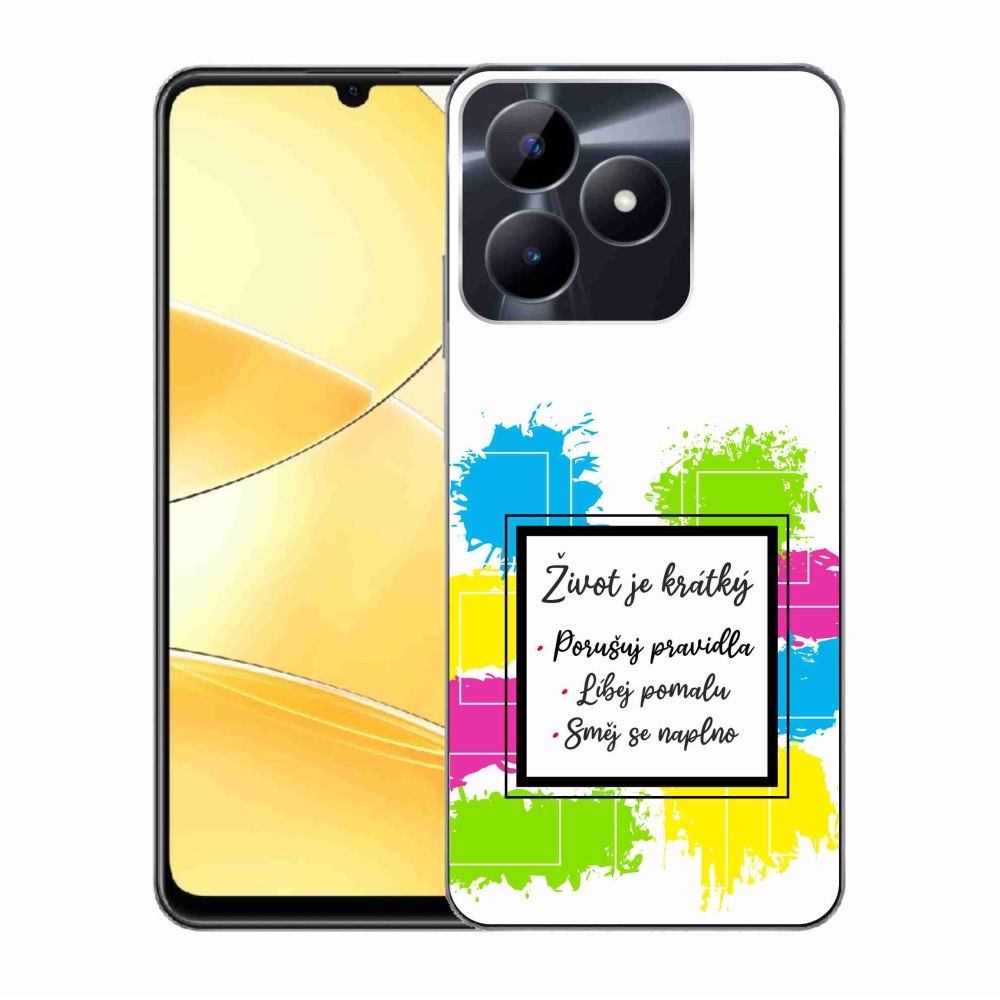 Gélový kryt mmCase na Realme C51/C53 - citát 5 biele pozadie