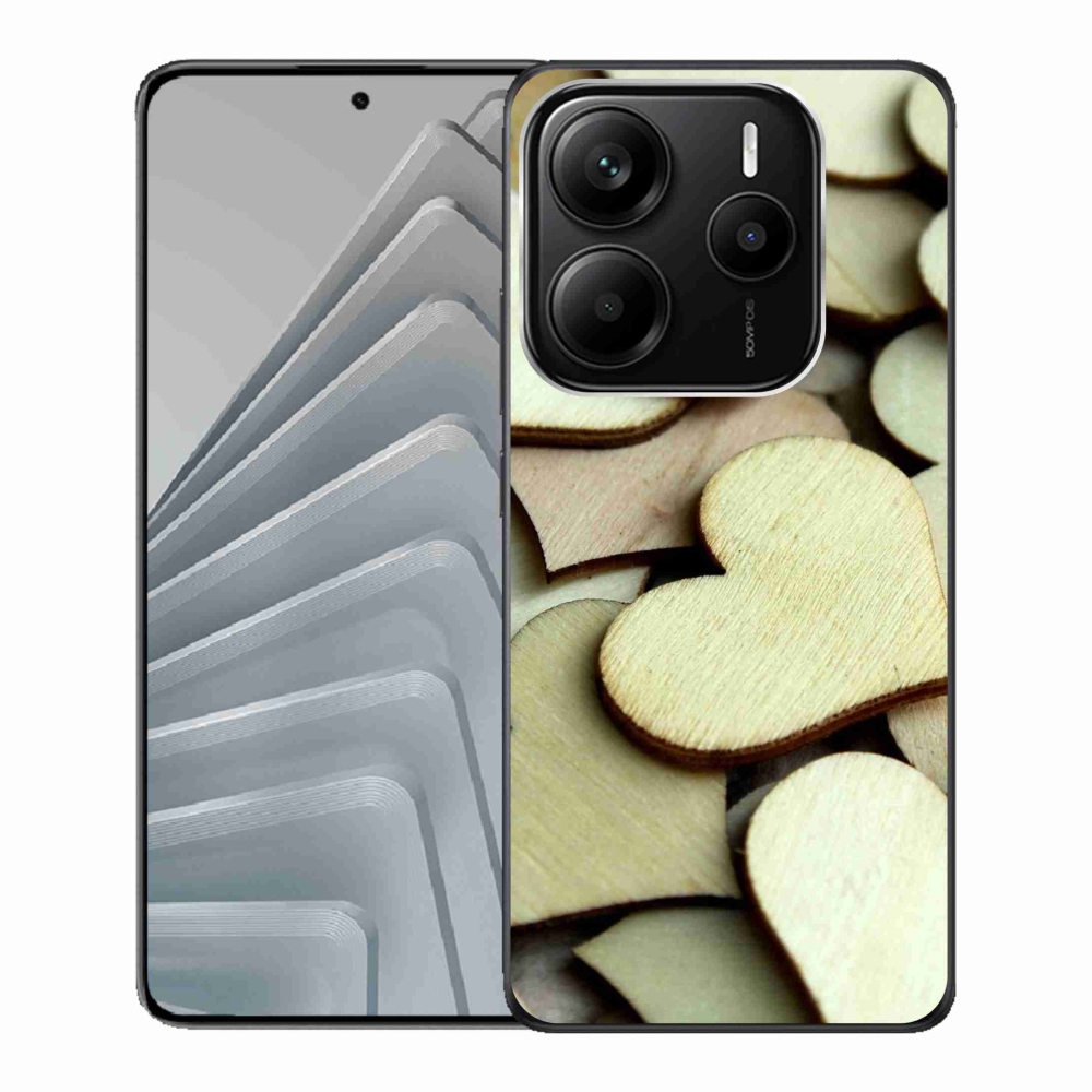 Gélový kryt mmCase na Xiaomi Redmi Note 14 5G - drevená srdíčka
