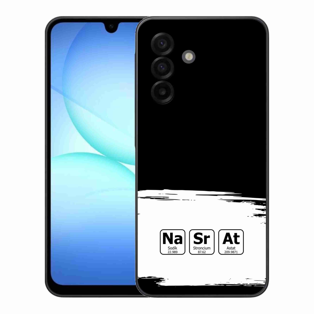 Gélový kryt mmCase na Samsung Galaxy A17 4G/5G - chemické prvky bieločierne pozadie