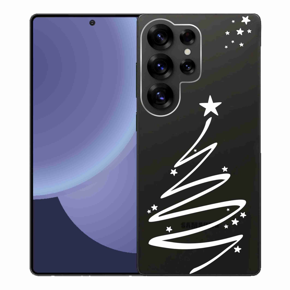 Gélový kryt mmCase na Samsung Galaxy S25 Ultra - biely stromček na priehľadnom pozadí