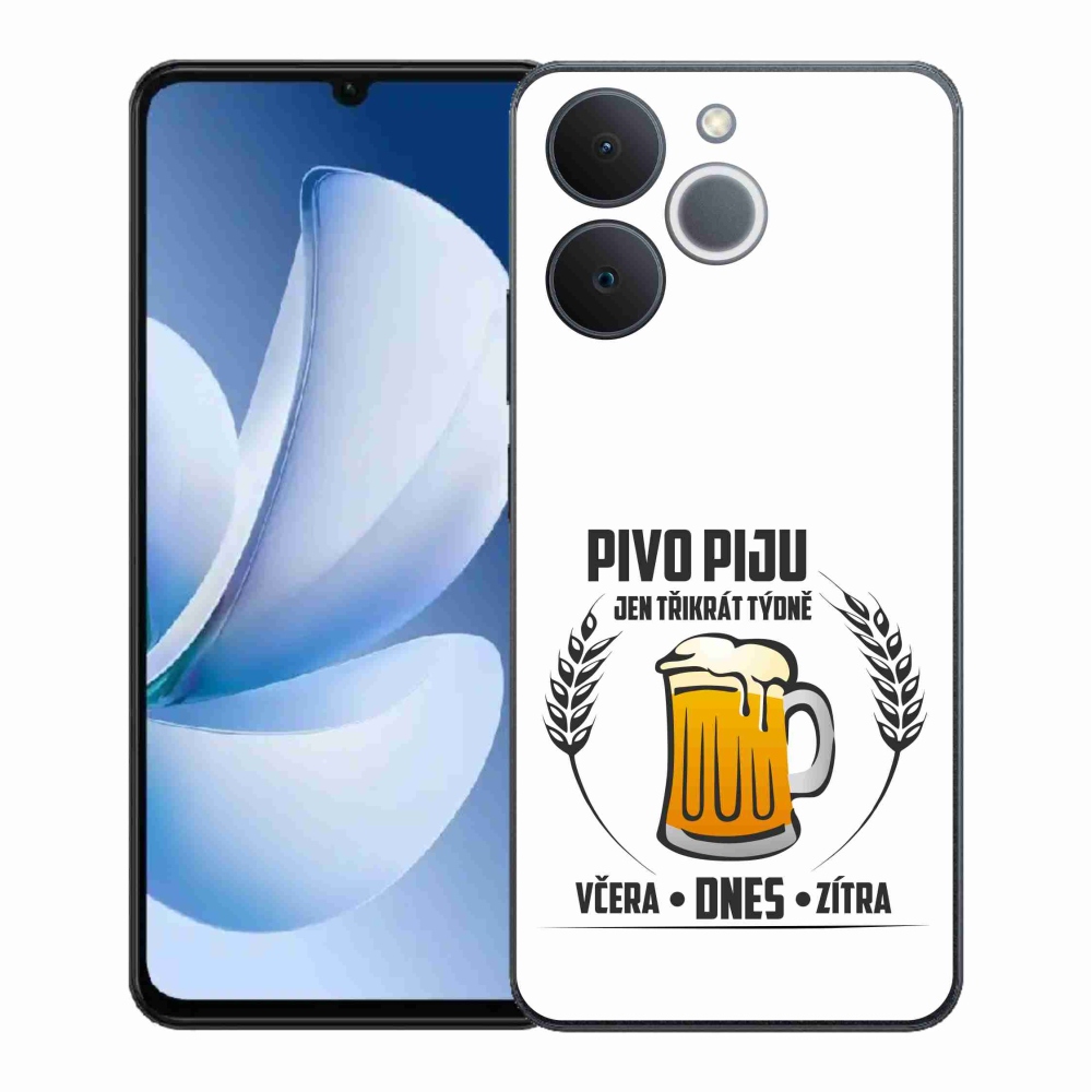 Gélový kryt mmCase na Realme Note 70T - pivný motív biele pozadie