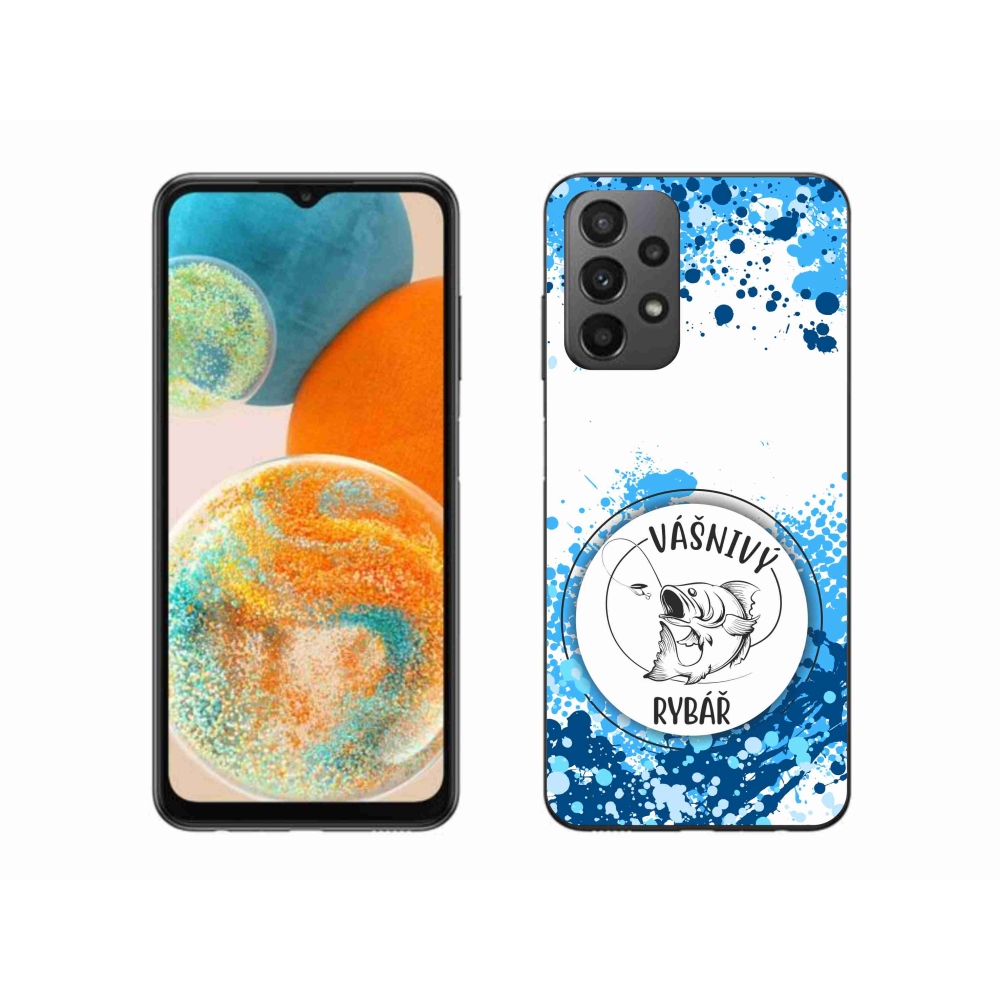 Gélový kryt mmCase na Samsung Galaxy A23 4G/5G - vášnivý rybár biele pozadie