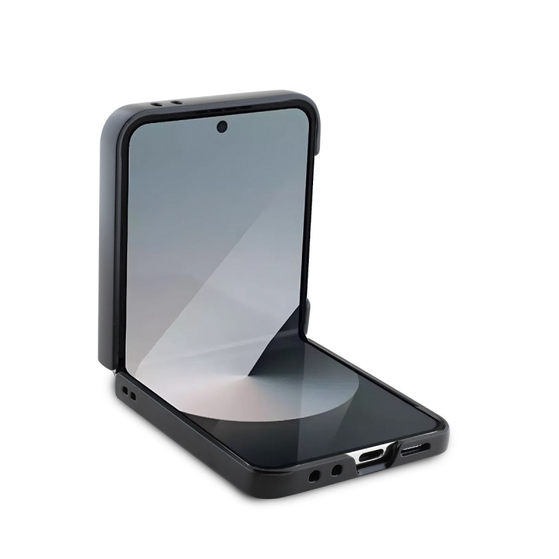 DKNY PU Leather Stack Logo Zadný Kryt pre Samsung Galaxy Z Flip 6 Black