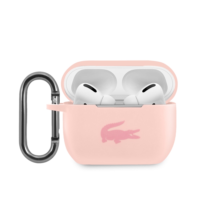 Lacoste Liquid Silicone Glossy Printing Logo Puzdro pre Airpods Pre Pink