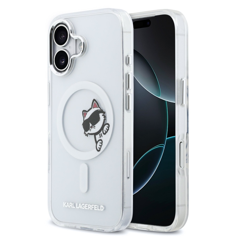 Karl Lagerfeld IML Choupette Peekaboo MagSafe Zadný kryt pre iPhone 17 Transparent