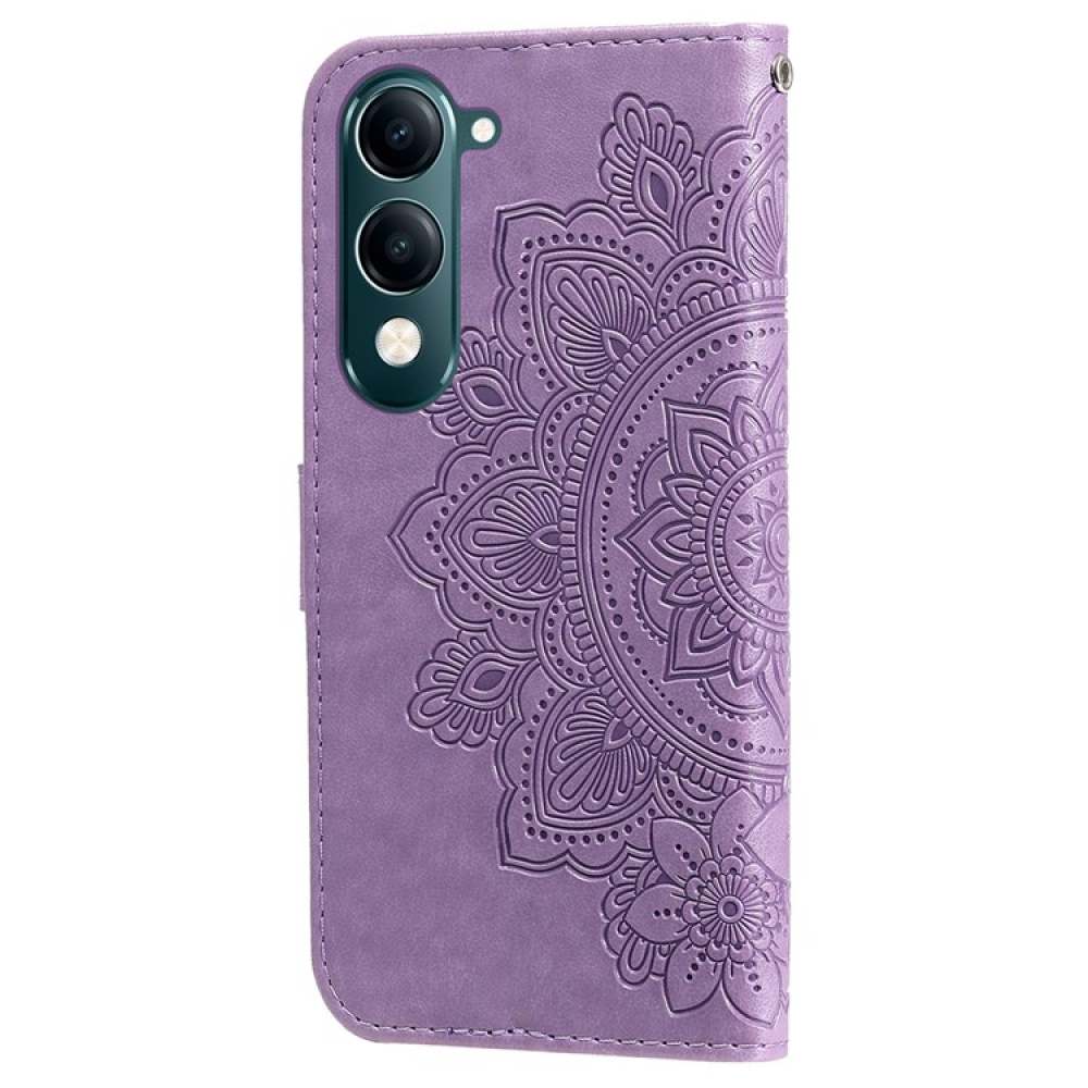 Floral knižkové puzdro na Vivo Y29s 5G - fialové
