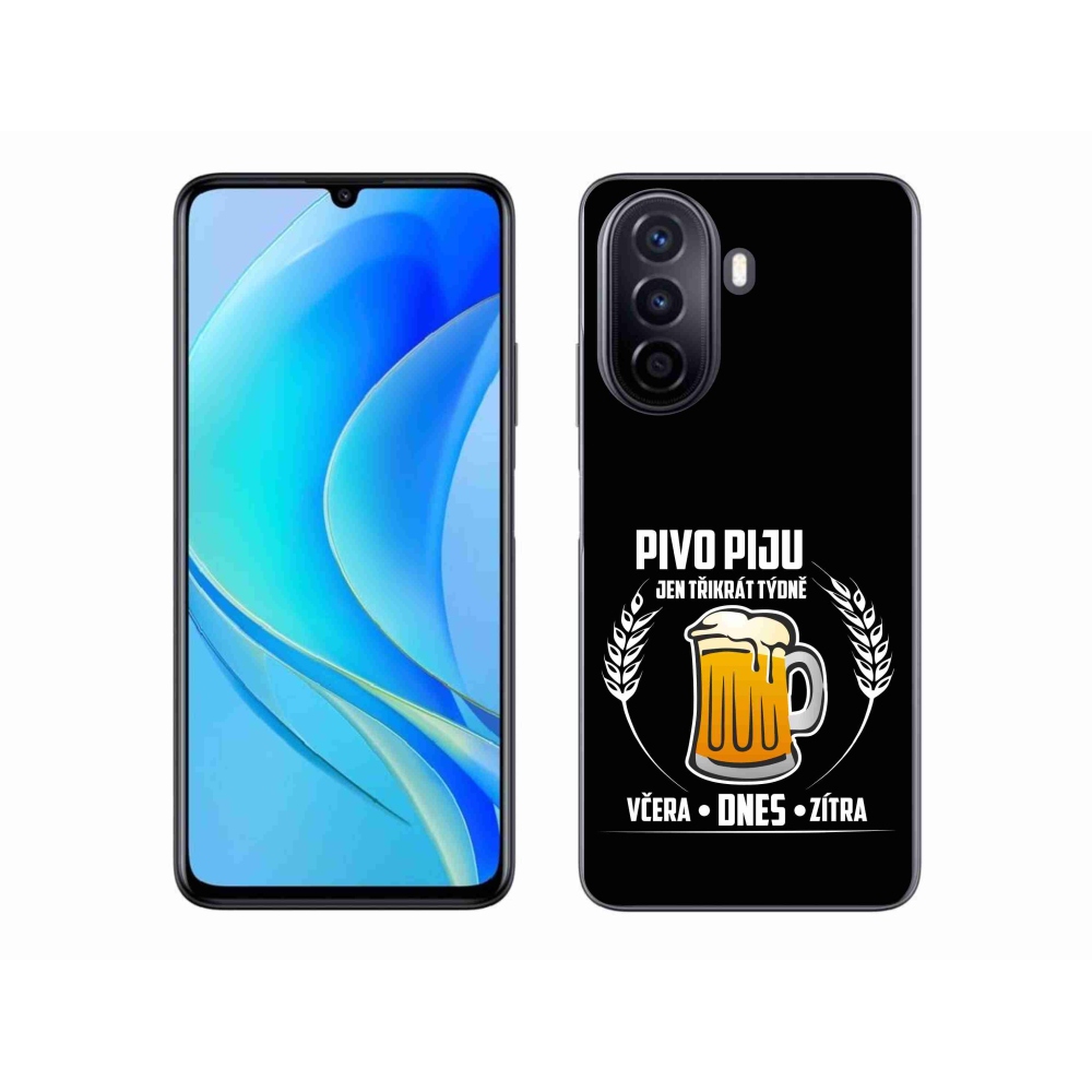 Gélový kryt mmCase na Huawei Nova Y70 - pivný motív čierne pozadie