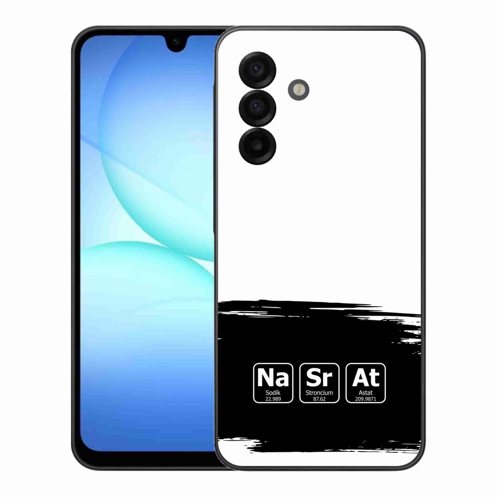 Gélový kryt mmCase na Samsung Galaxy A17 4G/5G - chemické prvky čiernobiele pozadie