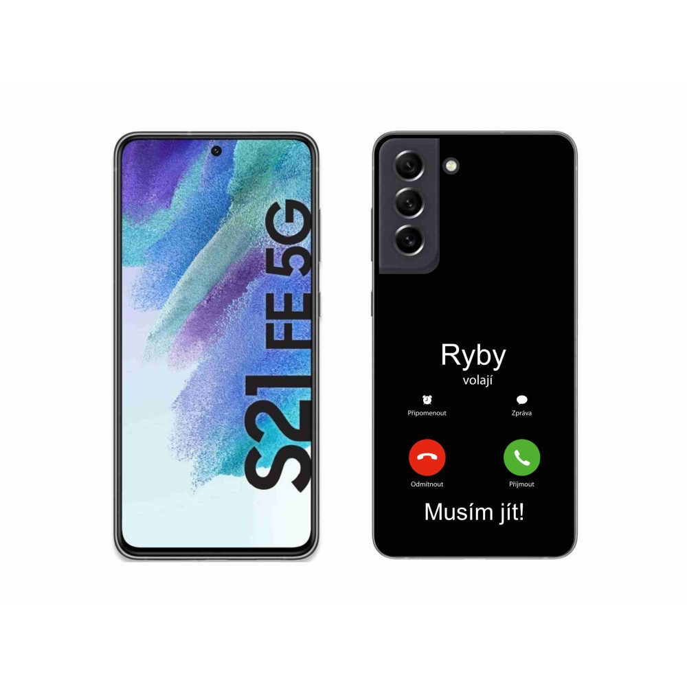 Gélový kryt mmCase na Samsung Galaxy S21 FE 5G - ryby volajú čierne pozadie