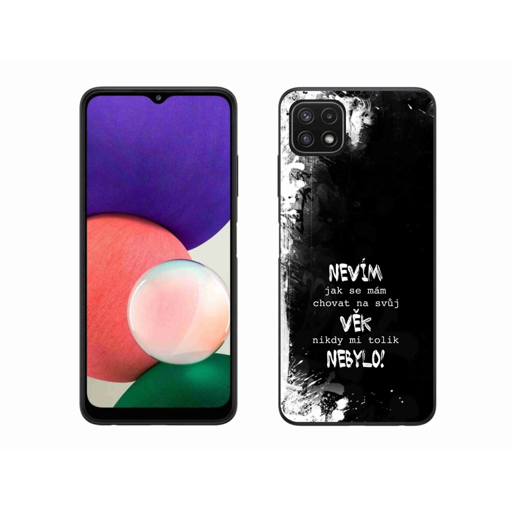 Gélový kryt mmCase na Samsung Galaxy A22 5G - vtipný text 14 čierne pozadie