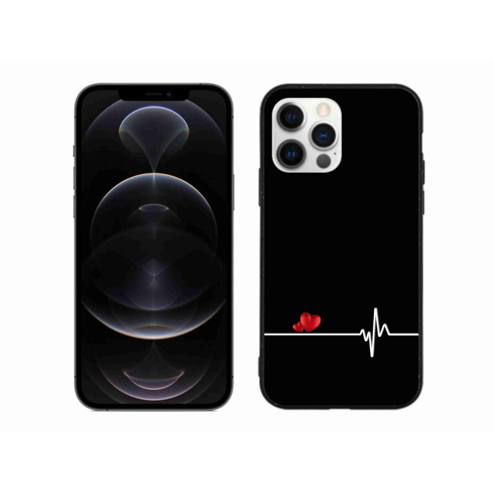 Gélový kryt mmCase na iPhone 12 Pro Max - srdce a tep čierne pozadie