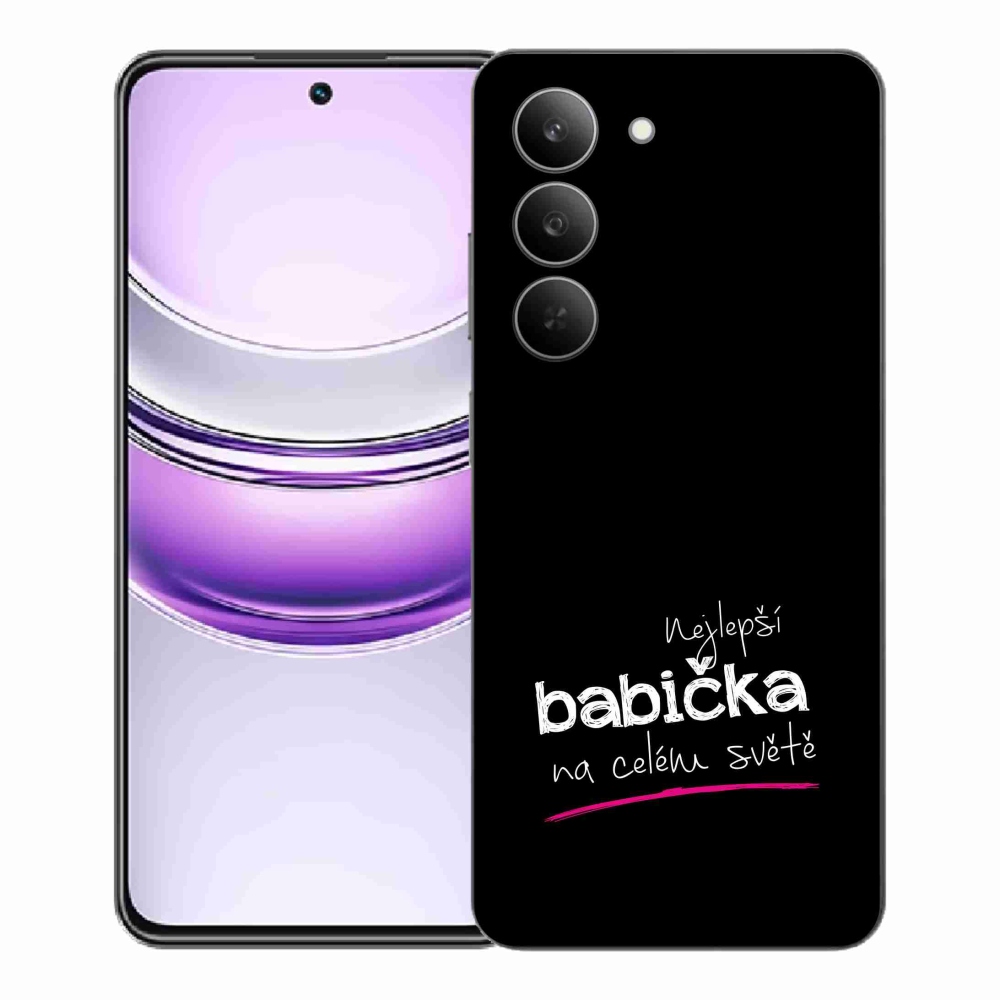 Gélový kryt mmCase na Realme 14x 5G - najlepšia babička 4 čierne pozadie