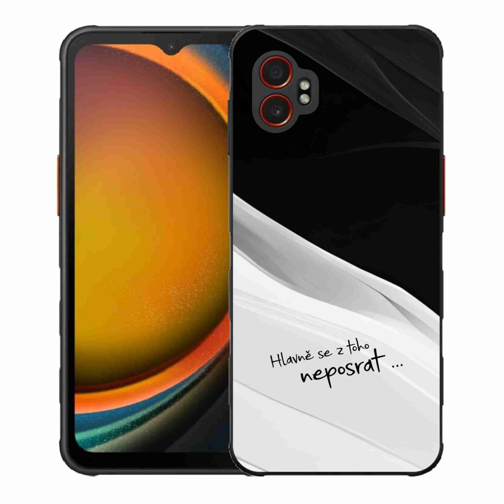 Gélový kryt mmCase na Samsung Galaxy Xcover 7 Pro - vtipný text 13 bieločierne pozadie