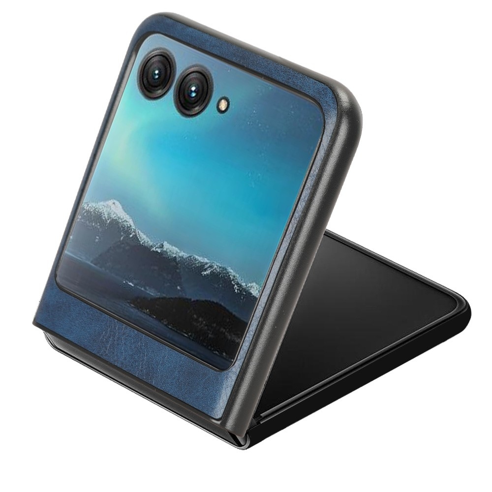 Vintages plastový kryt s umelou kožou na Motorola Razr 40 Ultra 5G - modrý