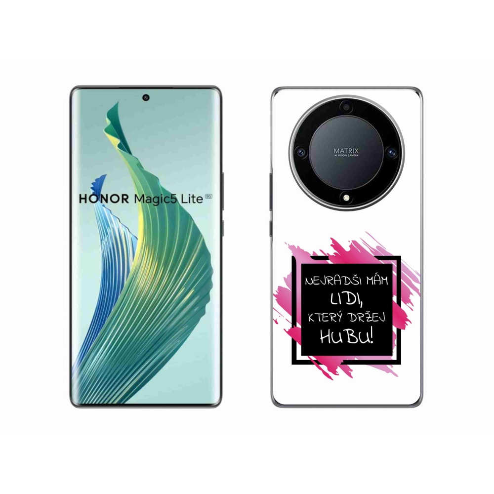 Gélový kryt mmCase na Honor Magic 5 Lite 5G - vtipný text 7 čiernobiele pozadie