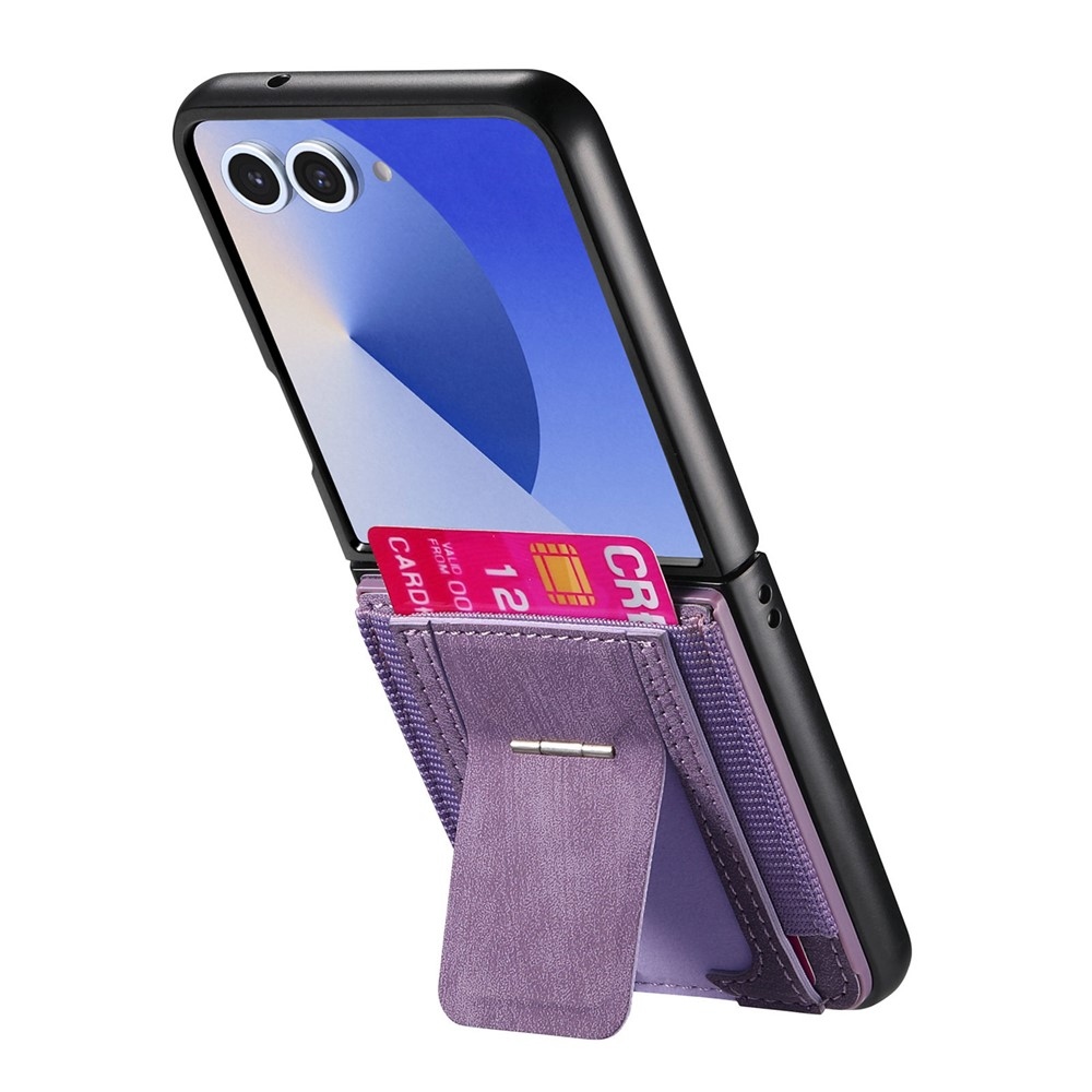 Luxurious plastový kryt s umelou kožou na Samsung Galaxy Z Flip7 5G - fialový