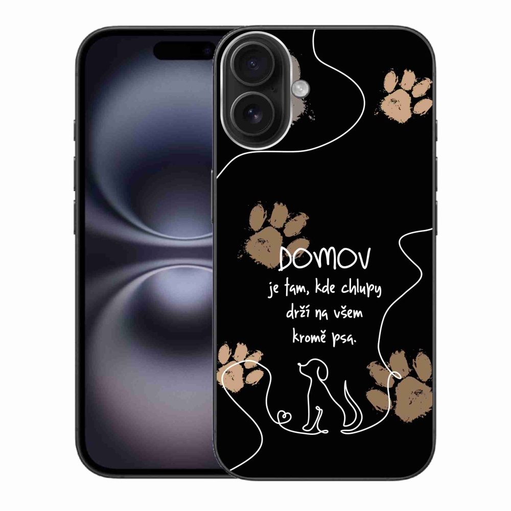 Gélový kryt mmCase na iPhone 16 Plus - psí motív čierne pozadie
