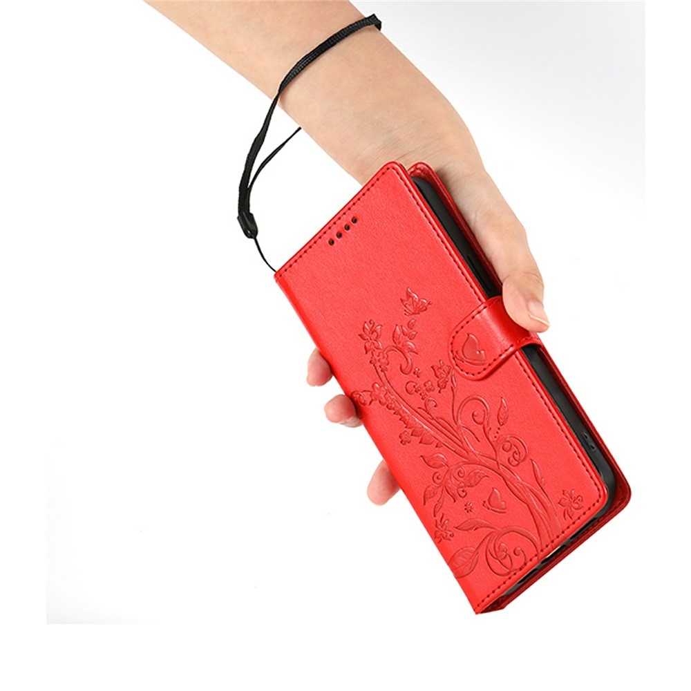 Flowery knižkové púzdro na Xiaomi Redmi 15 5G (169mm) - červené