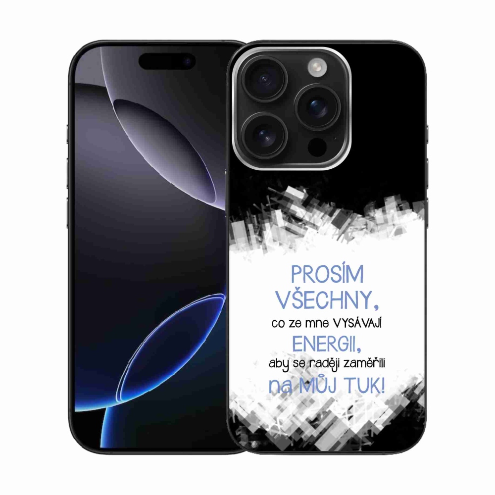 Gélový kryt mmCase na iPhone 16 Pro - vtipný text 1 modrý