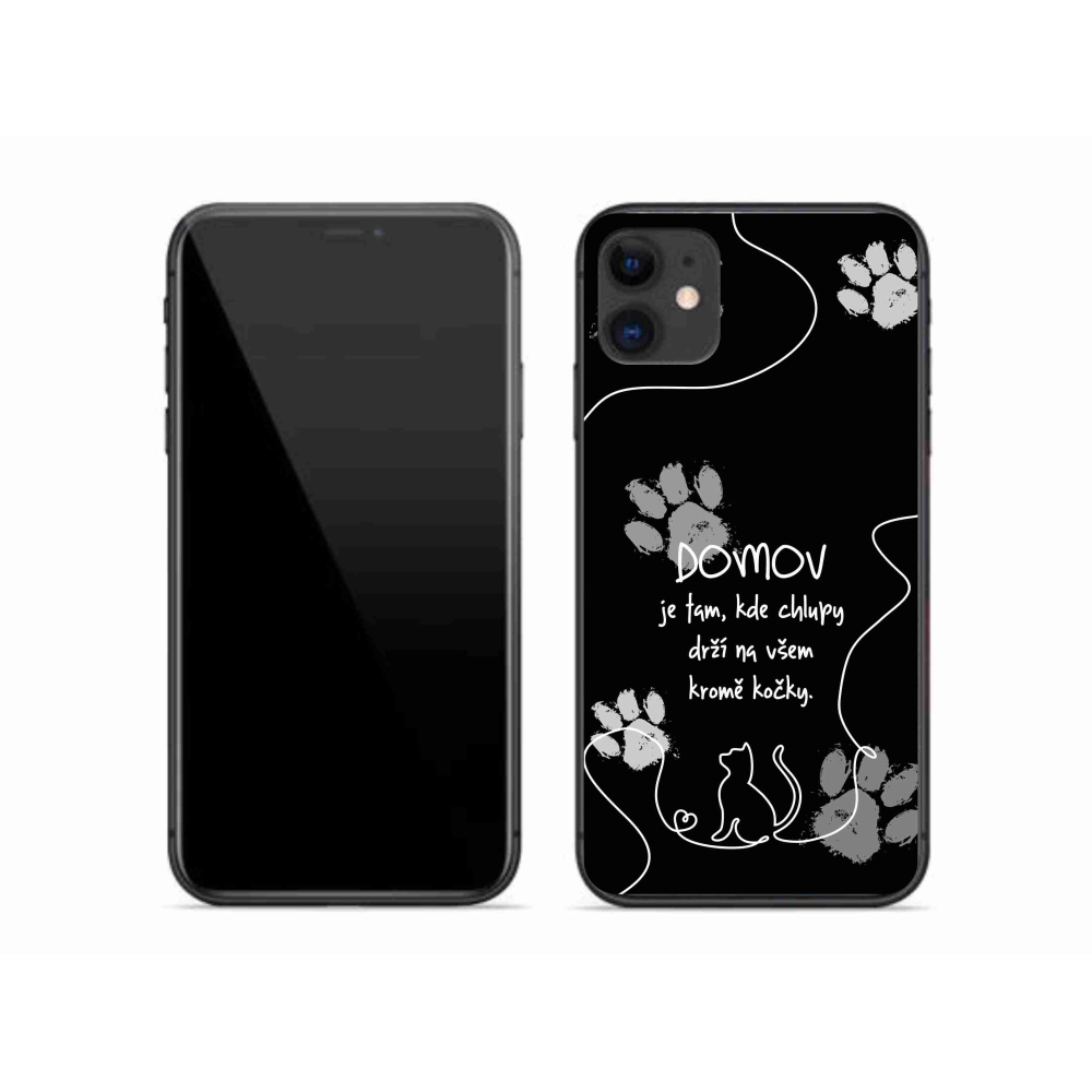 Gélový kryt mmCase na iPhone 11 - mačacie motív čierne pozadie
