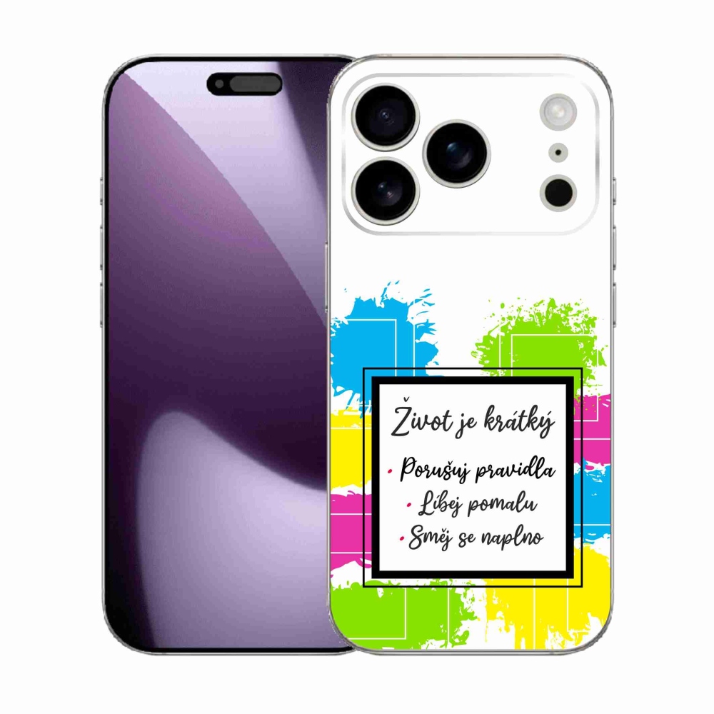 Gélový kryt mmCase na iPhone 17 Pro - citát 5 biele pozadie